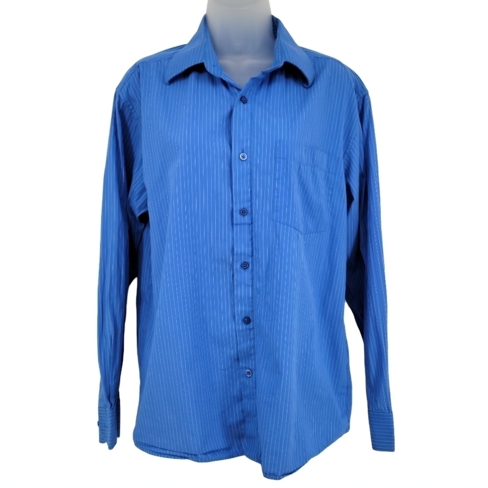 Men's Blue Plaid Eighty Eight Button Front Shirt,Size M